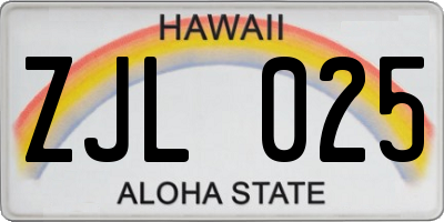 HI license plate ZJL025