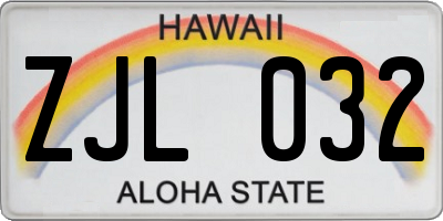 HI license plate ZJL032