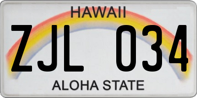 HI license plate ZJL034