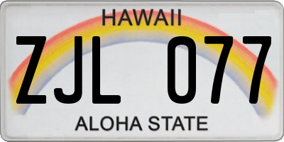 HI license plate ZJL077