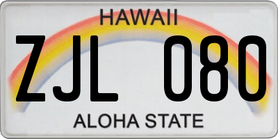 HI license plate ZJL080