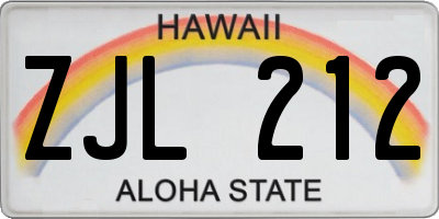 HI license plate ZJL212