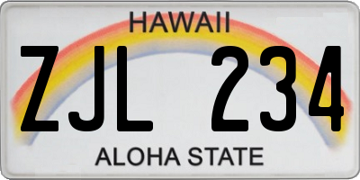 HI license plate ZJL234