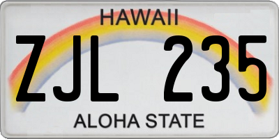 HI license plate ZJL235