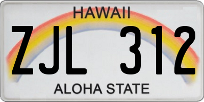 HI license plate ZJL312