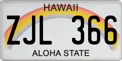 HI license plate ZJL366