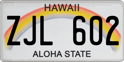 HI license plate ZJL602