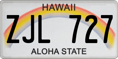 HI license plate ZJL727