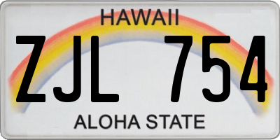 HI license plate ZJL754