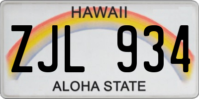 HI license plate ZJL934