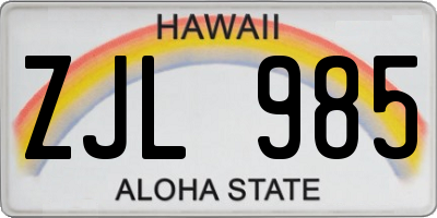 HI license plate ZJL985