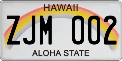 HI license plate ZJM002
