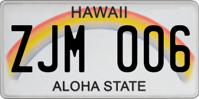 HI license plate ZJM006