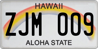 HI license plate ZJM009
