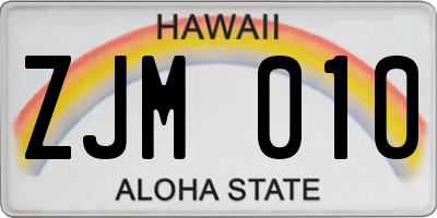 HI license plate ZJM010