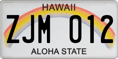 HI license plate ZJM012