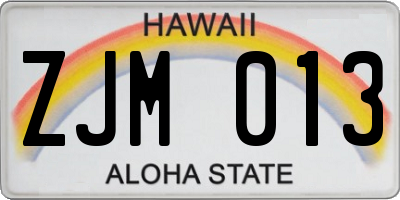 HI license plate ZJM013