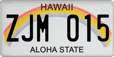 HI license plate ZJM015