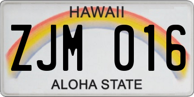 HI license plate ZJM016