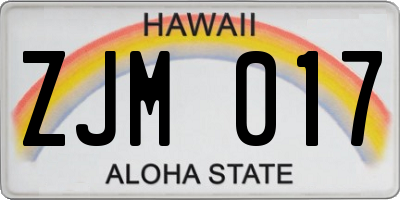 HI license plate ZJM017