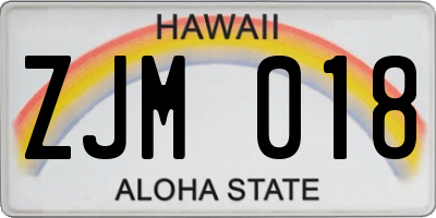 HI license plate ZJM018
