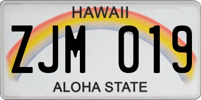 HI license plate ZJM019