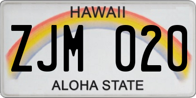 HI license plate ZJM020