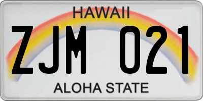 HI license plate ZJM021