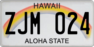 HI license plate ZJM024