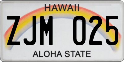 HI license plate ZJM025