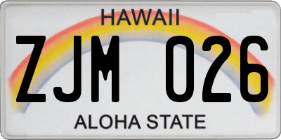 HI license plate ZJM026