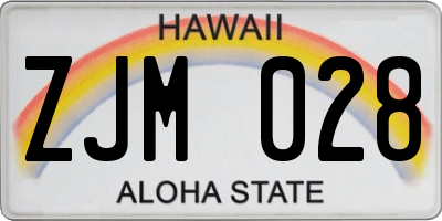 HI license plate ZJM028