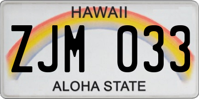HI license plate ZJM033