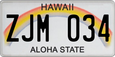 HI license plate ZJM034