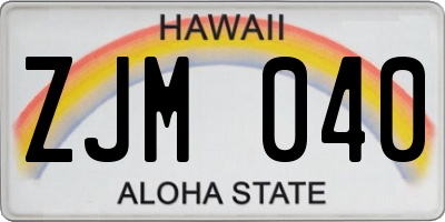 HI license plate ZJM040
