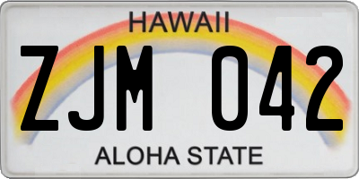 HI license plate ZJM042