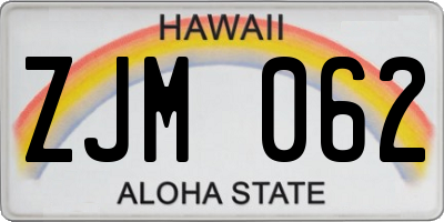 HI license plate ZJM062