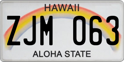 HI license plate ZJM063