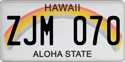 HI license plate ZJM070