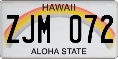 HI license plate ZJM072