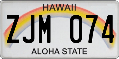 HI license plate ZJM074