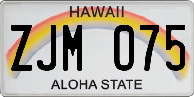 HI license plate ZJM075