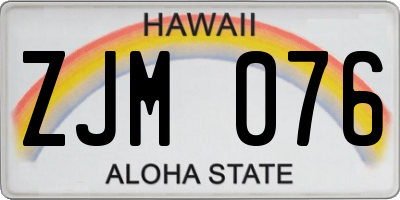 HI license plate ZJM076