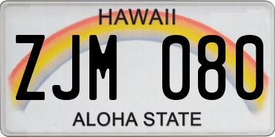 HI license plate ZJM080