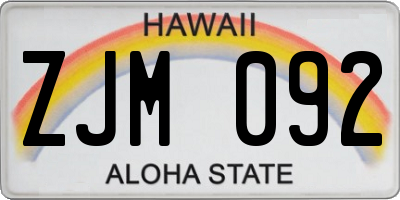 HI license plate ZJM092
