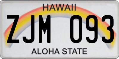 HI license plate ZJM093