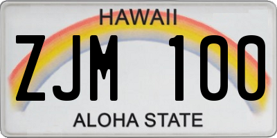 HI license plate ZJM100