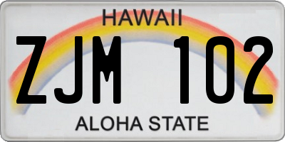 HI license plate ZJM102