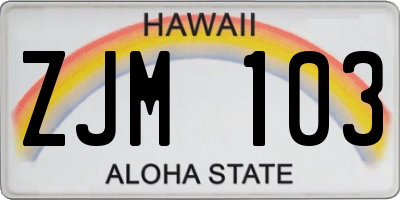 HI license plate ZJM103
