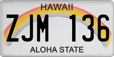 HI license plate ZJM136